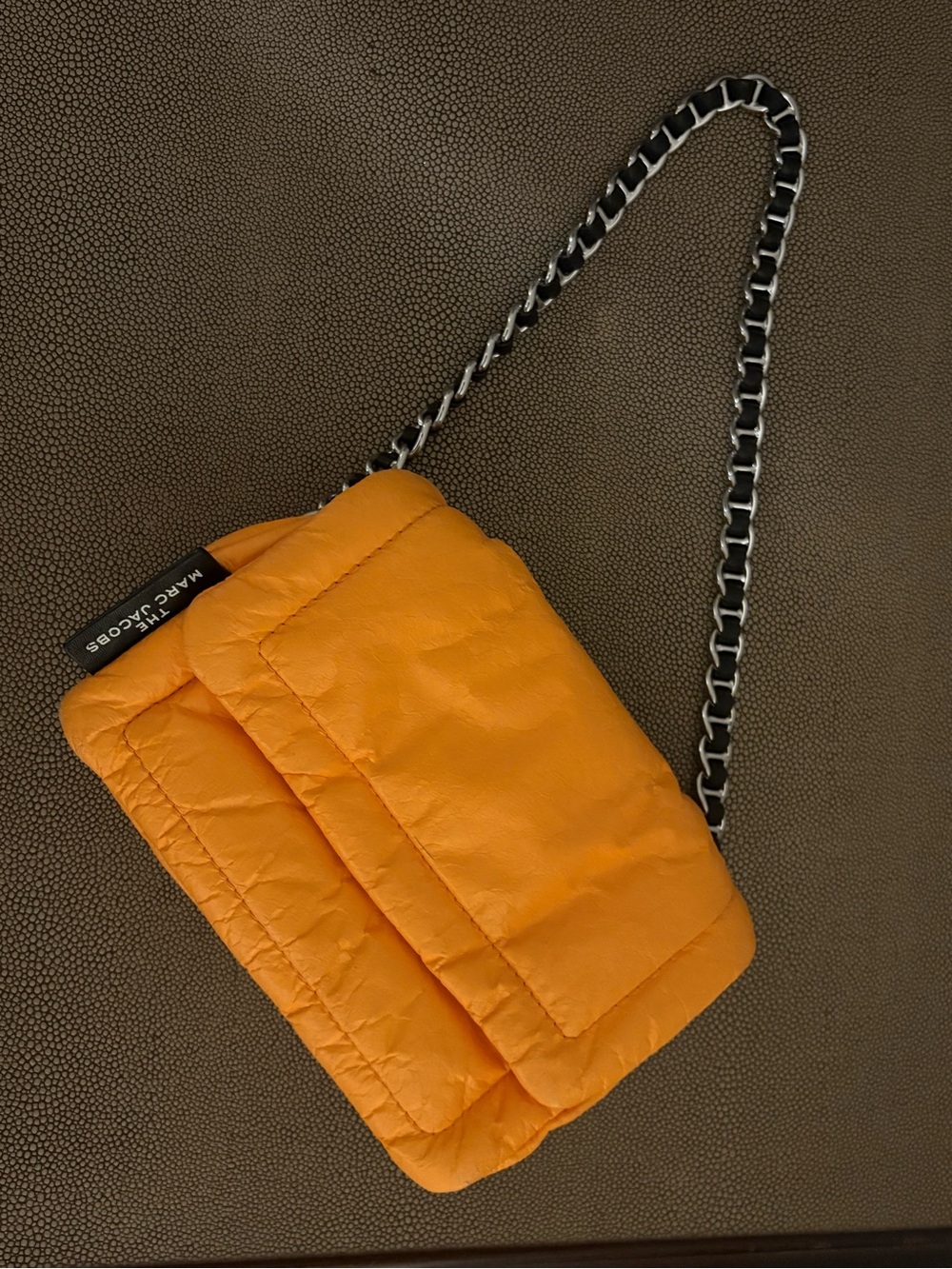 Marc Jacobs Bright Orange Pillow Shoulder Bag with Chain